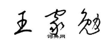 梁锦英王家勉草书个性签名怎么写