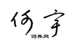 梁锦英何宇草书个性签名怎么写