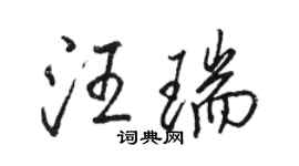 骆恒光汪瑞行书个性签名怎么写