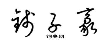 梁锦英钱子豪草书个性签名怎么写
