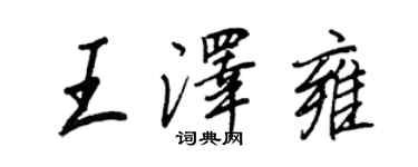 王正良王泽雍行书个性签名怎么写