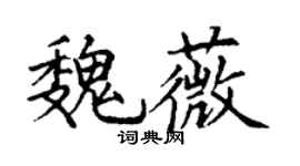 丁谦魏薇楷书个性签名怎么写