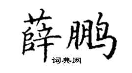 丁谦薛鹏楷书个性签名怎么写