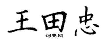 丁谦王田忠楷书个性签名怎么写