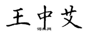 丁谦王中艾楷书个性签名怎么写