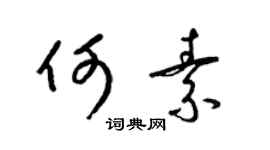 梁锦英何素草书个性签名怎么写