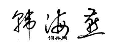 梁锦英韩海燕草书个性签名怎么写