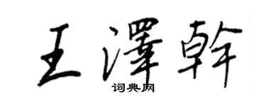 王正良王泽干行书个性签名怎么写