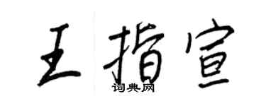 王正良王指宣行书个性签名怎么写