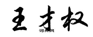 胡问遂王才权行书个性签名怎么写