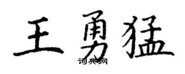 丁谦王勇猛楷书个性签名怎么写