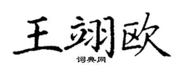 丁谦王翊欧楷书个性签名怎么写