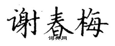 丁谦谢春梅楷书个性签名怎么写