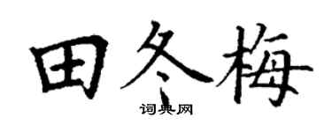 丁谦田冬梅楷书个性签名怎么写