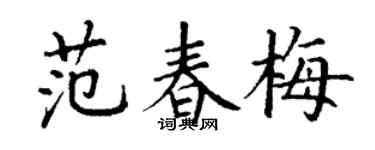 丁谦范春梅楷书个性签名怎么写