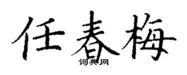 丁谦任春梅楷书个性签名怎么写