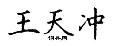 丁谦王天冲楷书个性签名怎么写