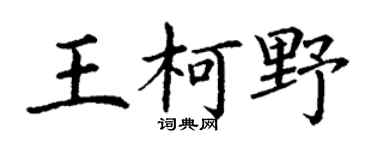 丁谦王柯野楷书个性签名怎么写