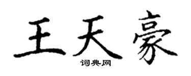 丁谦王天豪楷书个性签名怎么写