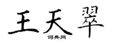 丁谦王天翠楷书个性签名怎么写