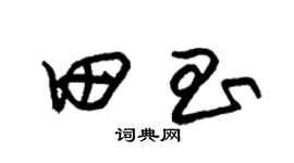 朱锡荣田昌草书个性签名怎么写