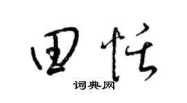 梁锦英田恬草书个性签名怎么写