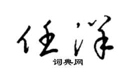 梁锦英任洋草书个性签名怎么写