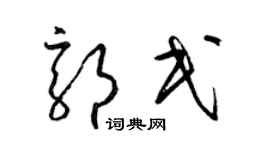 梁锦英郭民草书个性签名怎么写