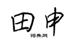 王正良田申行书个性签名怎么写