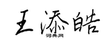 王正良王添皓行书个性签名怎么写