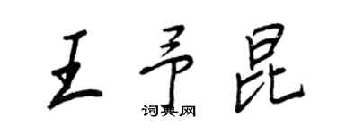 王正良王予昆行书个性签名怎么写