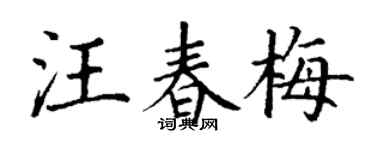 丁谦汪春梅楷书个性签名怎么写