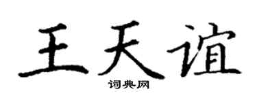 丁谦王天谊楷书个性签名怎么写