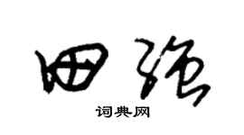 朱锡荣田强草书个性签名怎么写