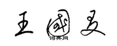 梁锦英王国友草书个性签名怎么写
