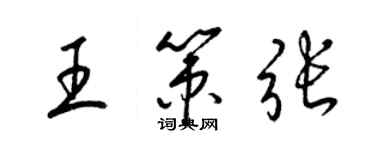 梁锦英王策张草书个性签名怎么写