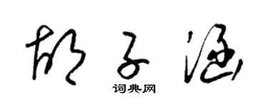 梁锦英胡子涵草书个性签名怎么写